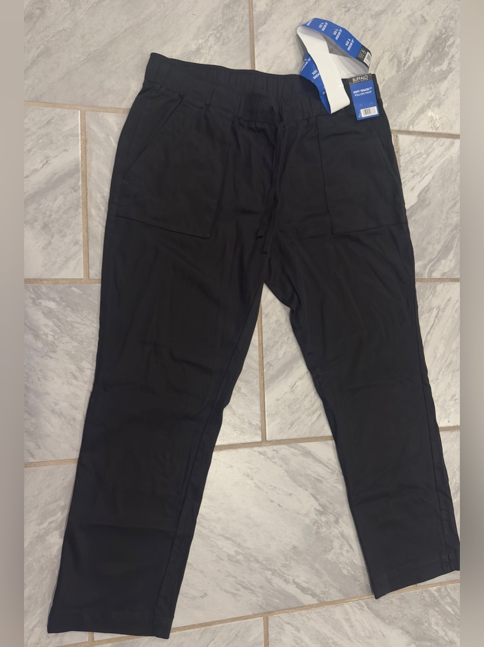NWT Buffalo David Bitton Womens Black Pull On Pants Size L Stretch(36wx29L)